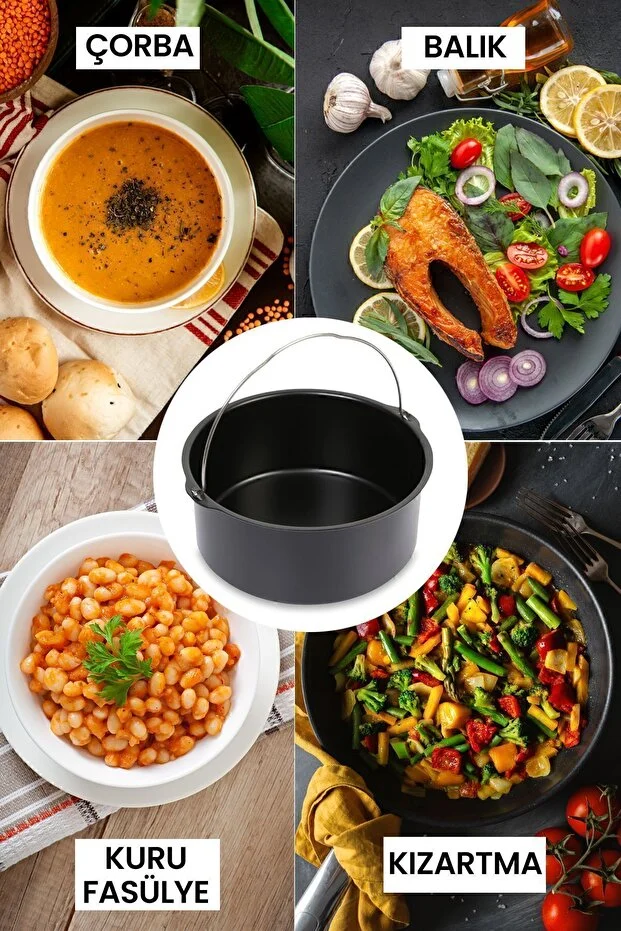 GoldMaster Airfryer Sıcak Hava Fritözü Pişirme Kabı Izgara Teli Şiş Pişirme Aparatları Aksesuar Seti